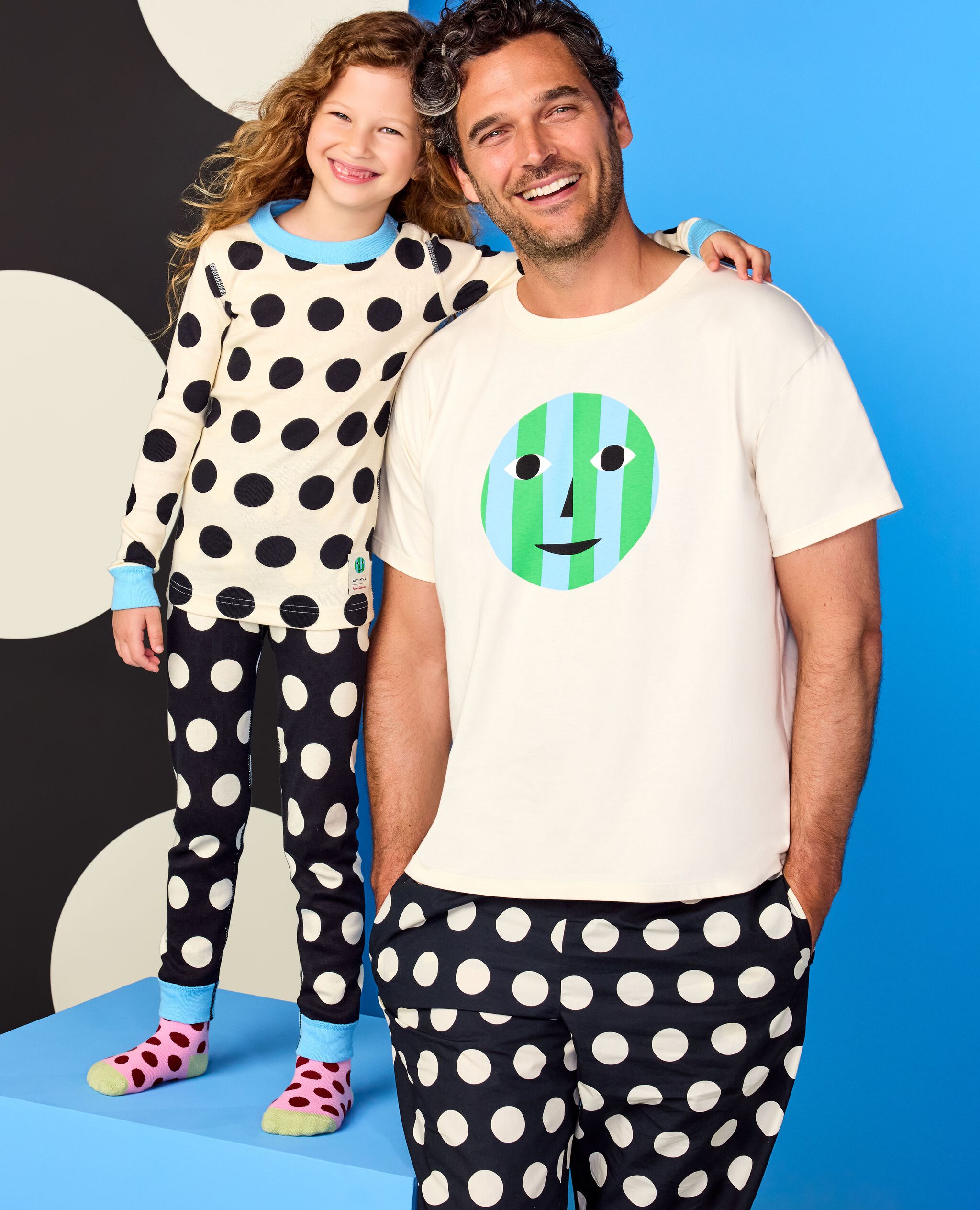 Adult Dusen Dusen Poplin Pajama Pants in Sweet Corn/Caviar Dots - main