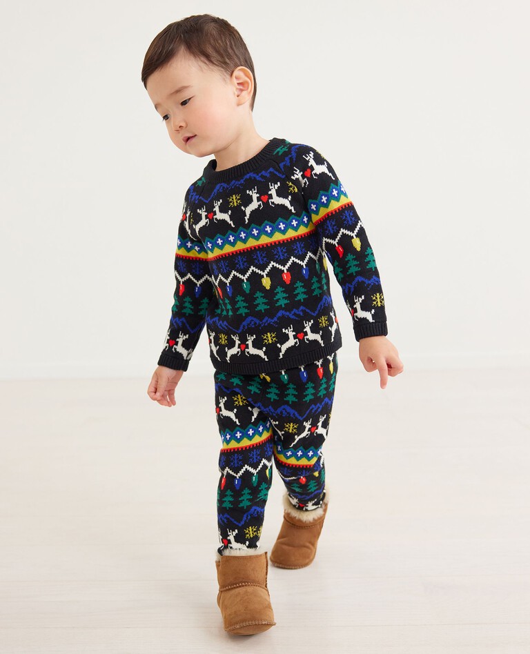 Baby Holiday Sweater Knit Top & Leggings Set in Very Merry - main