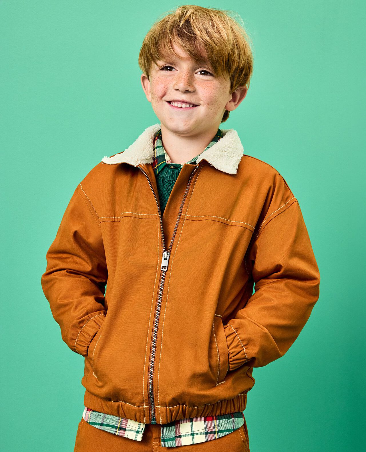 Flannel Lined Canvas Jacket in Glazed Ginger - main