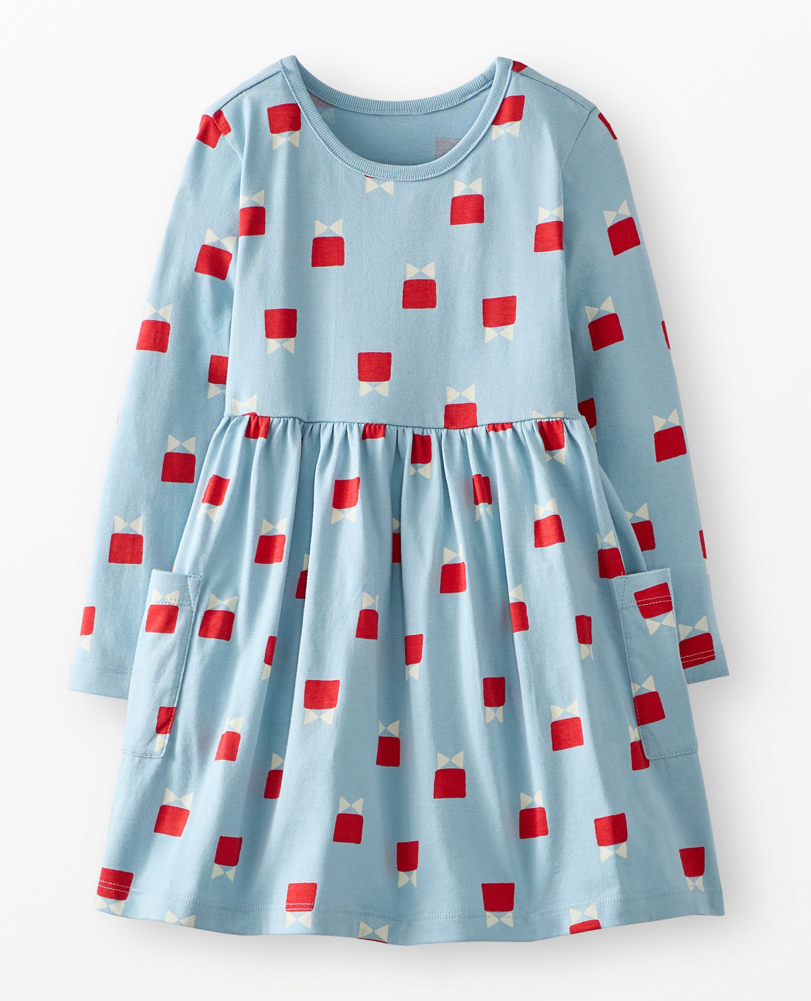 Holiday Long Sleeve Playground Dress with Pockets in Boxes with Bows - main