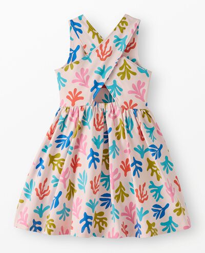 Crossback Skater Dress with Pockets in Coral on Rose Veil - main