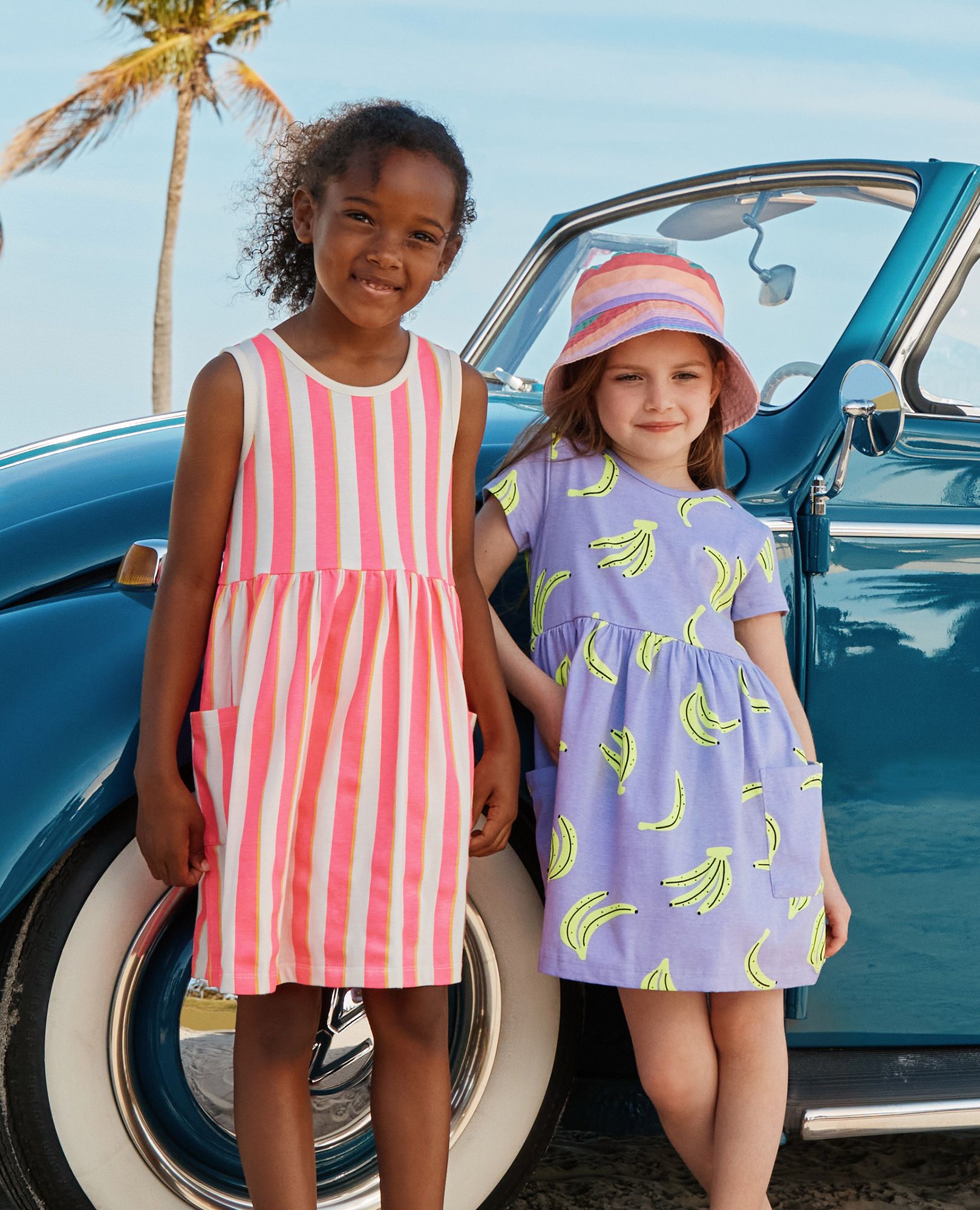 Sleeveless Playground Dress with Pockets in Azalea Multi Stripe - main