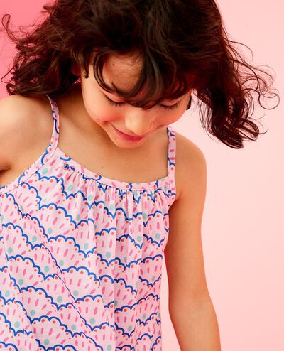 Sleeveless Nightgown in Scalloped Stripes - main