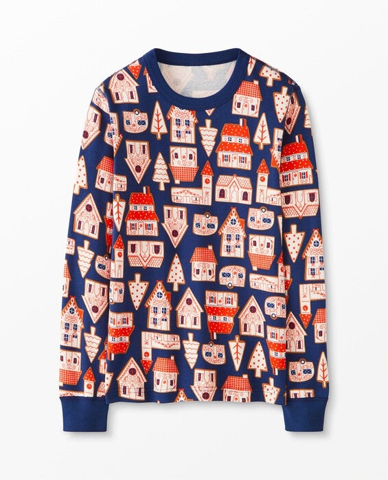 Gingerbread Village Holiday Print Long John Pajama Top - Size Adult L by Hanna Andersson