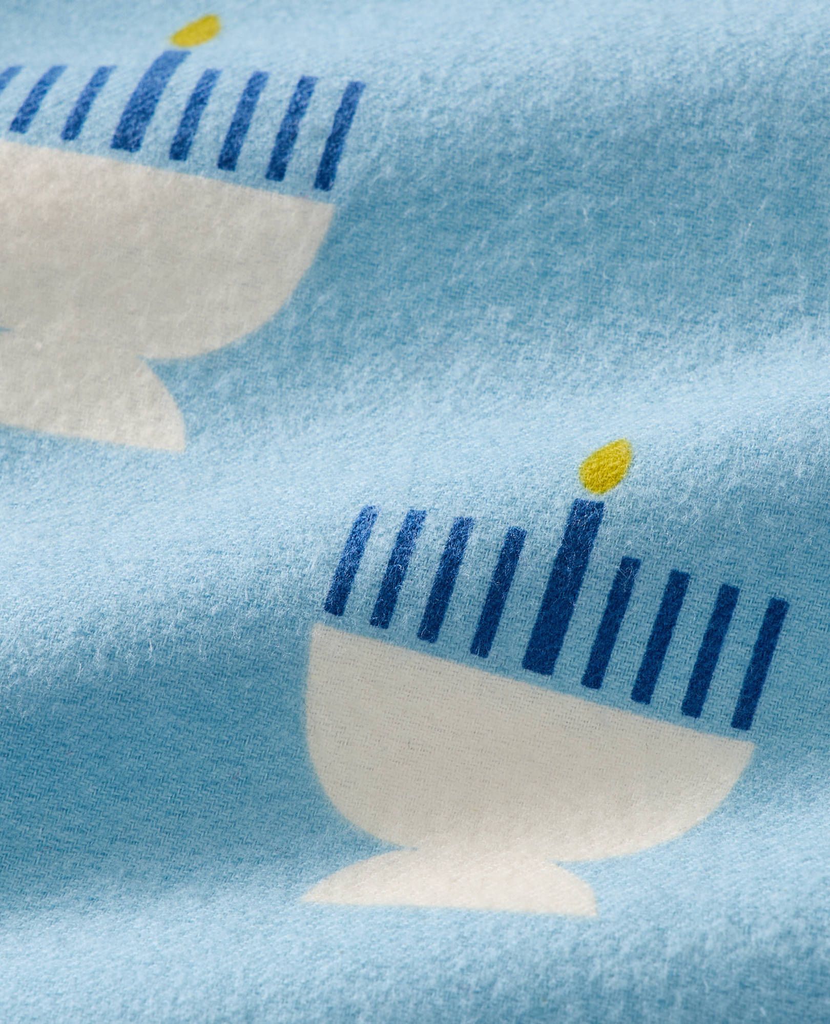 Adult Holiday Flannel Pajama Top in 8 Nights of Light on Blue - main