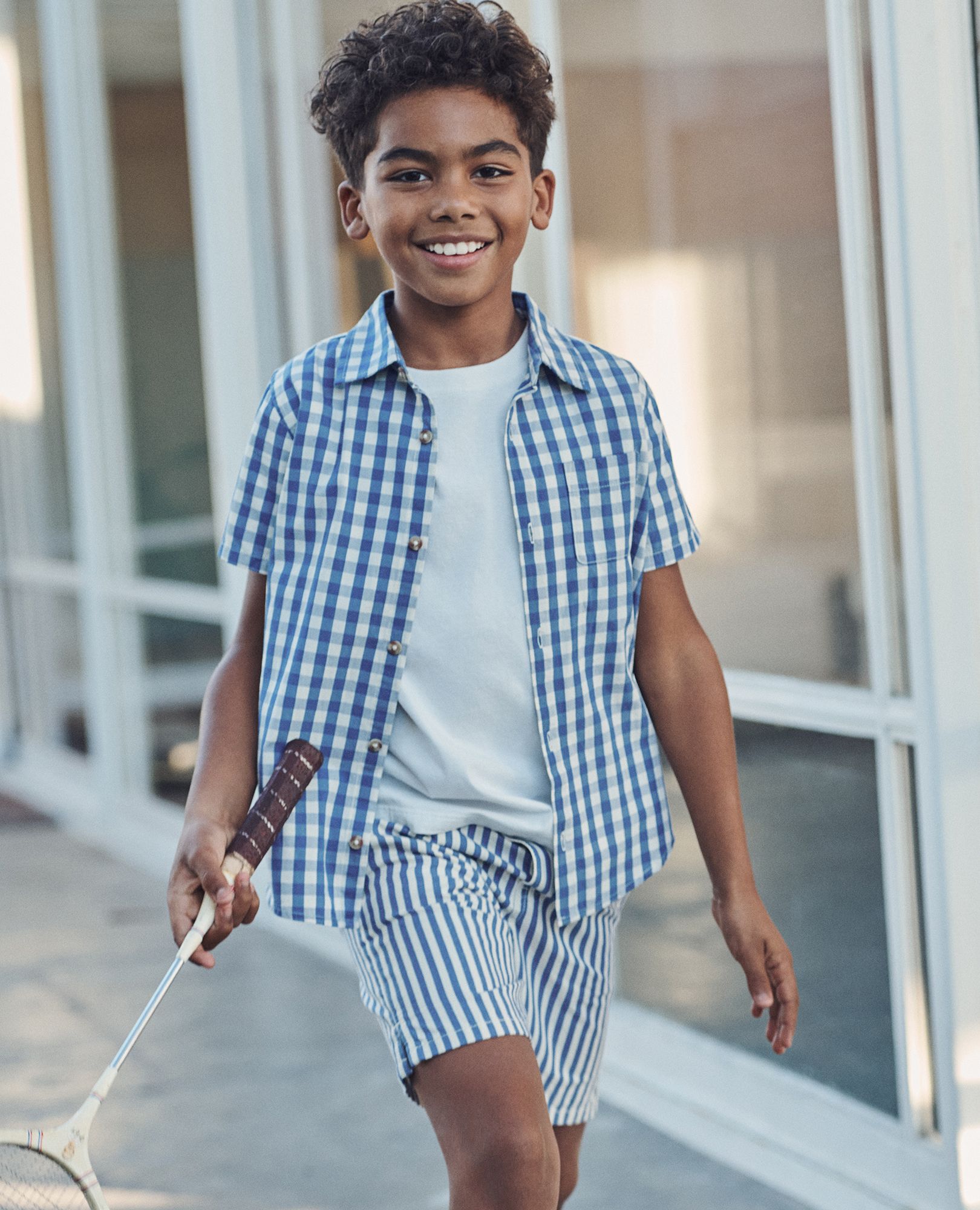 Canvas Chino Shorts in Dutch Blue/Ecru - main