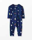 Baby Holiday Romper In Organic French Terry in Festive Friends - main