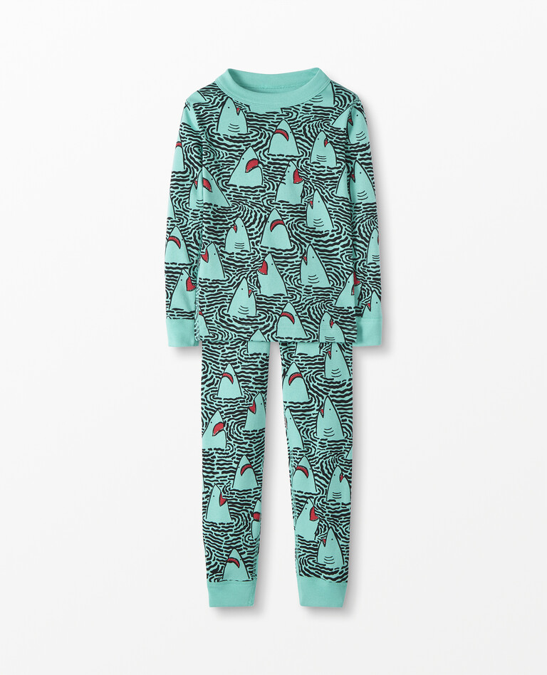 Long John Pajamas In Organic Cotton in Big Sharks - main