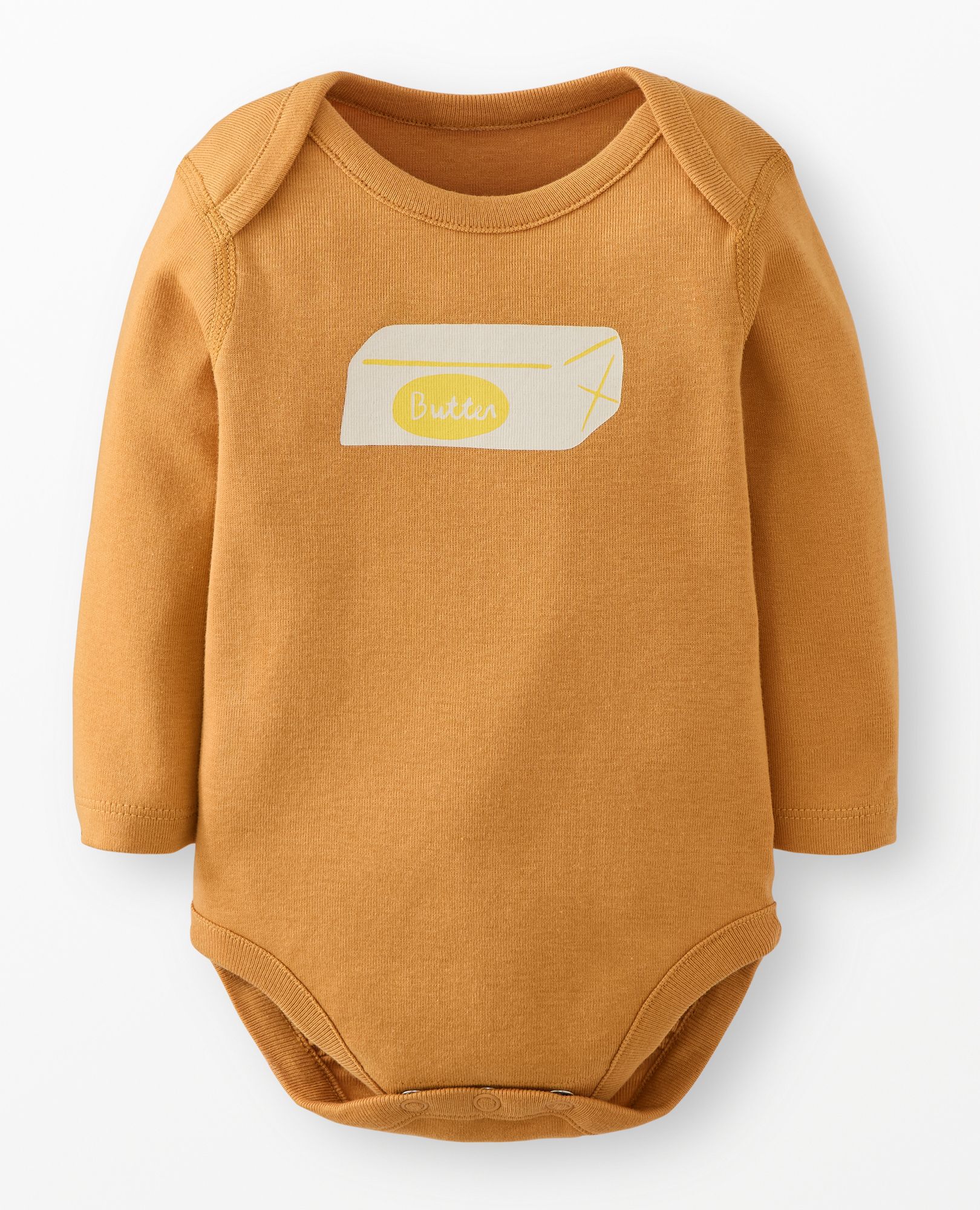 Baby Long Sleeve Graphic Bodysuit in Butter Stick - main