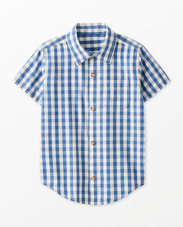 Poplin Button Up Shirt in Dutch Blue Gingham - main