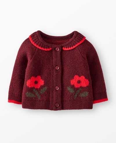 Baby Floral Cardigan in Homey Florals on Cherry Lacquer - main