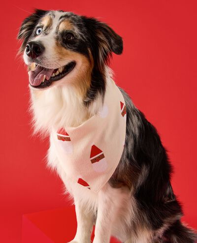 Flannel Dog Bandana in Scandi Santa on Almond Oil - main