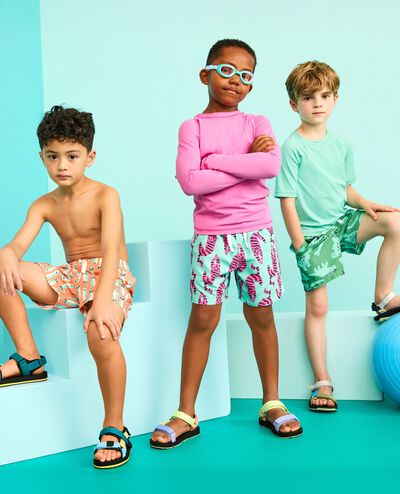 Swim Trunks in Sardines on Orange - main