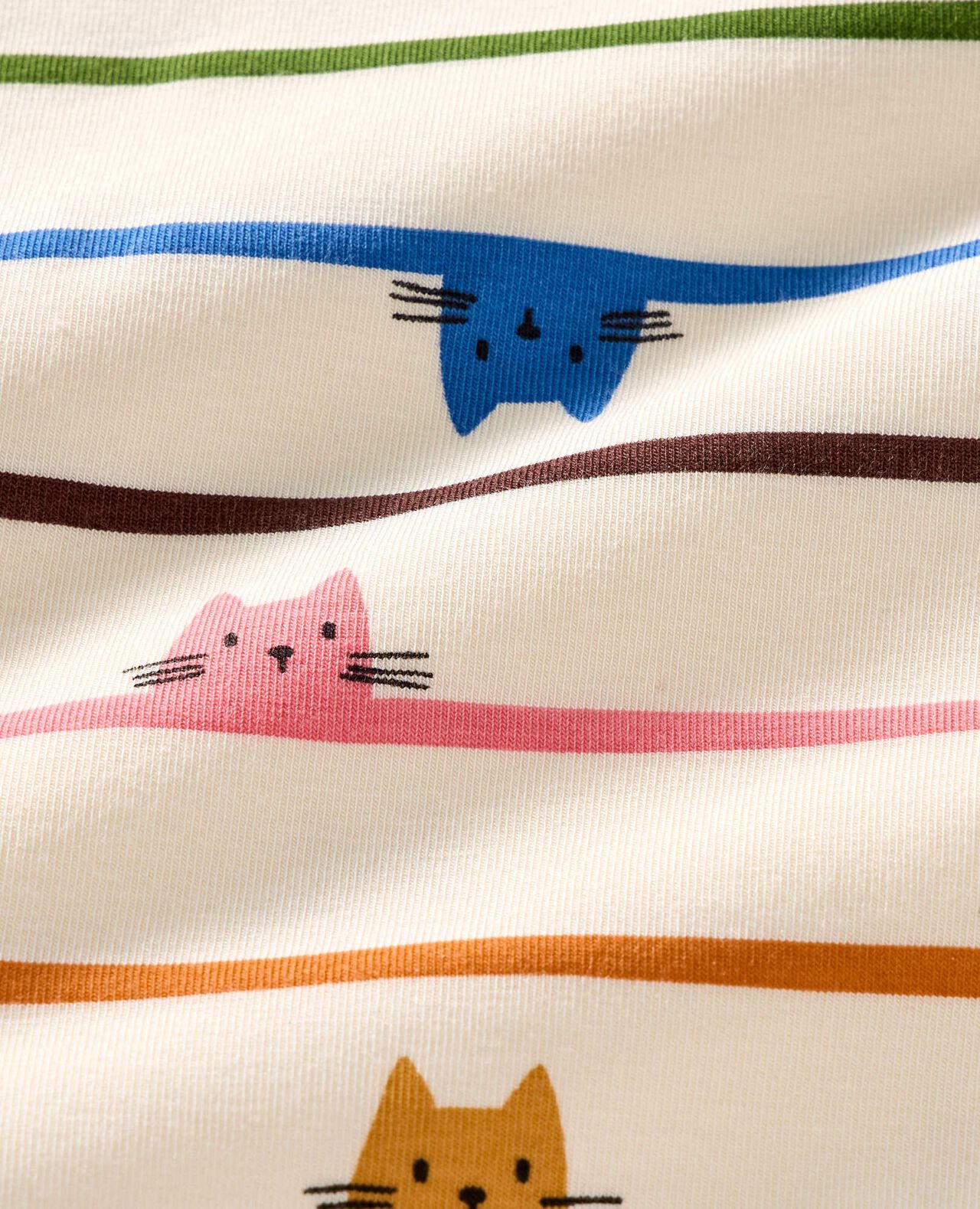 Halloween HannaSoft™ Stretch Pajama Set in Cat Stripes on Ecru - main