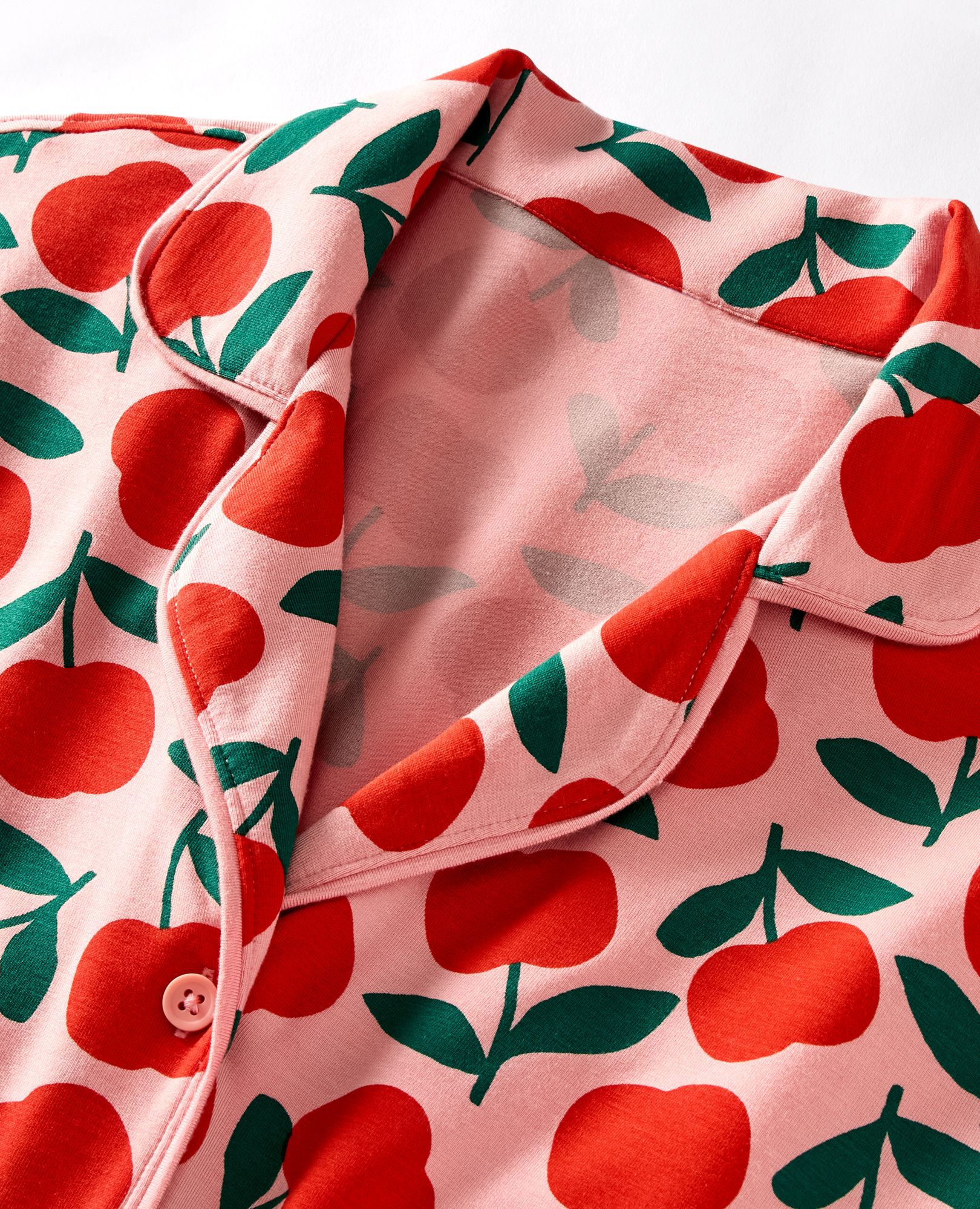 Women's Short Sleeve HannaSoft™ Pajama Set in Red Apples on Pink - main