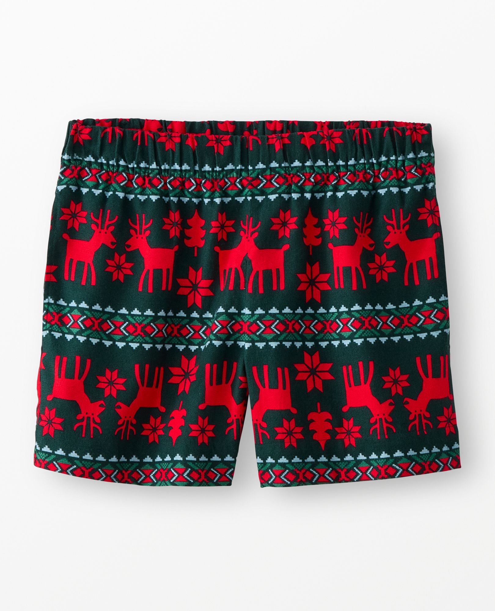 Women's Holiday Flannel Pajama Shorts in Dear Deer on Green - main