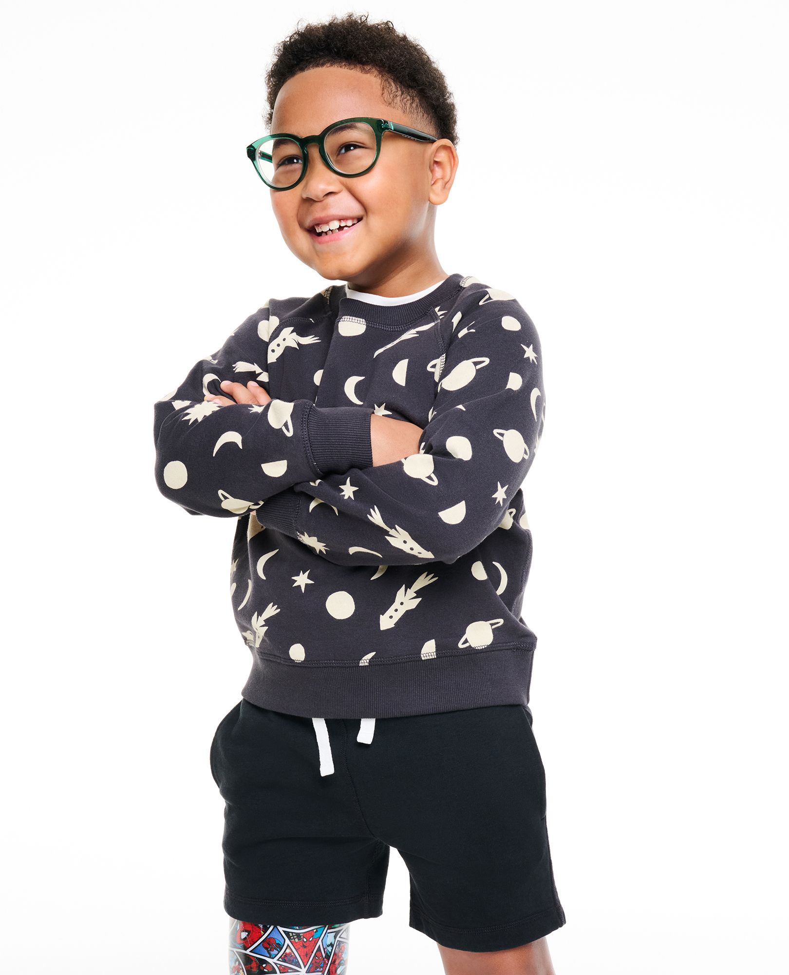 French Terry Midi Shorts in Black - main