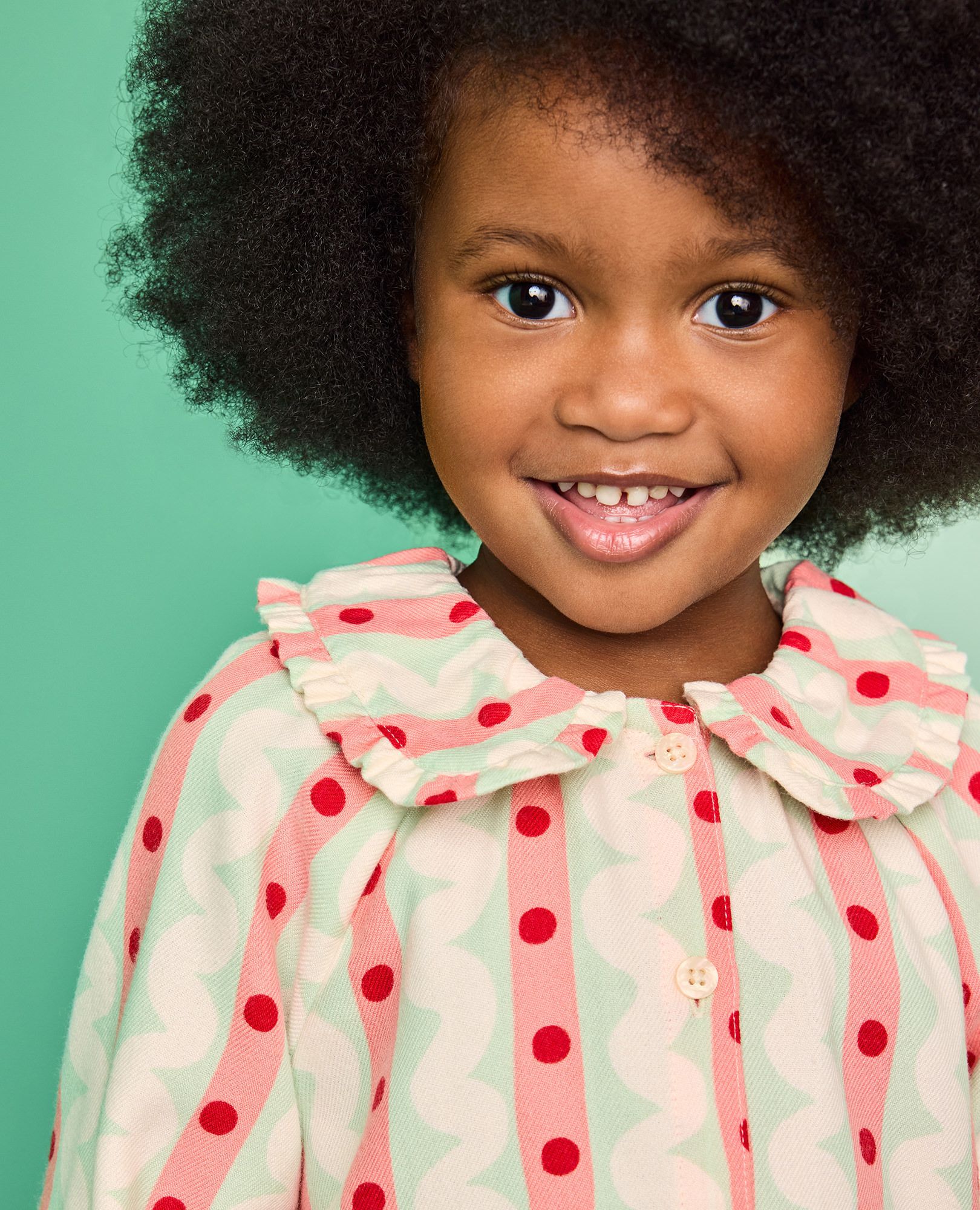 Holiday Flannel Ruffle Pajama Set in Candy Stripes - main