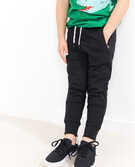 Double Knee Slim Sweatpants In French Terry in Black - main