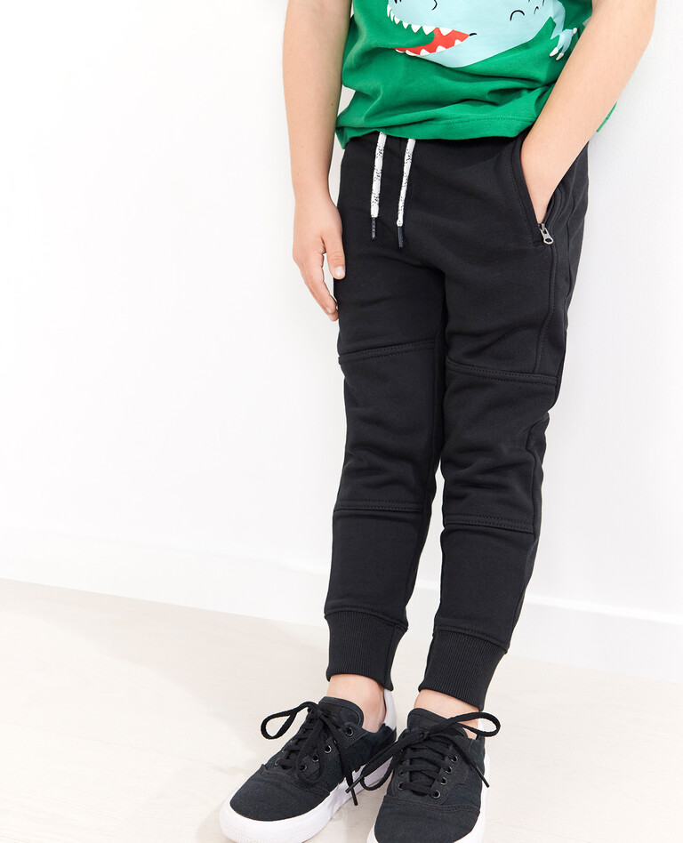 Double Knee Slim Sweatpants in Black - main