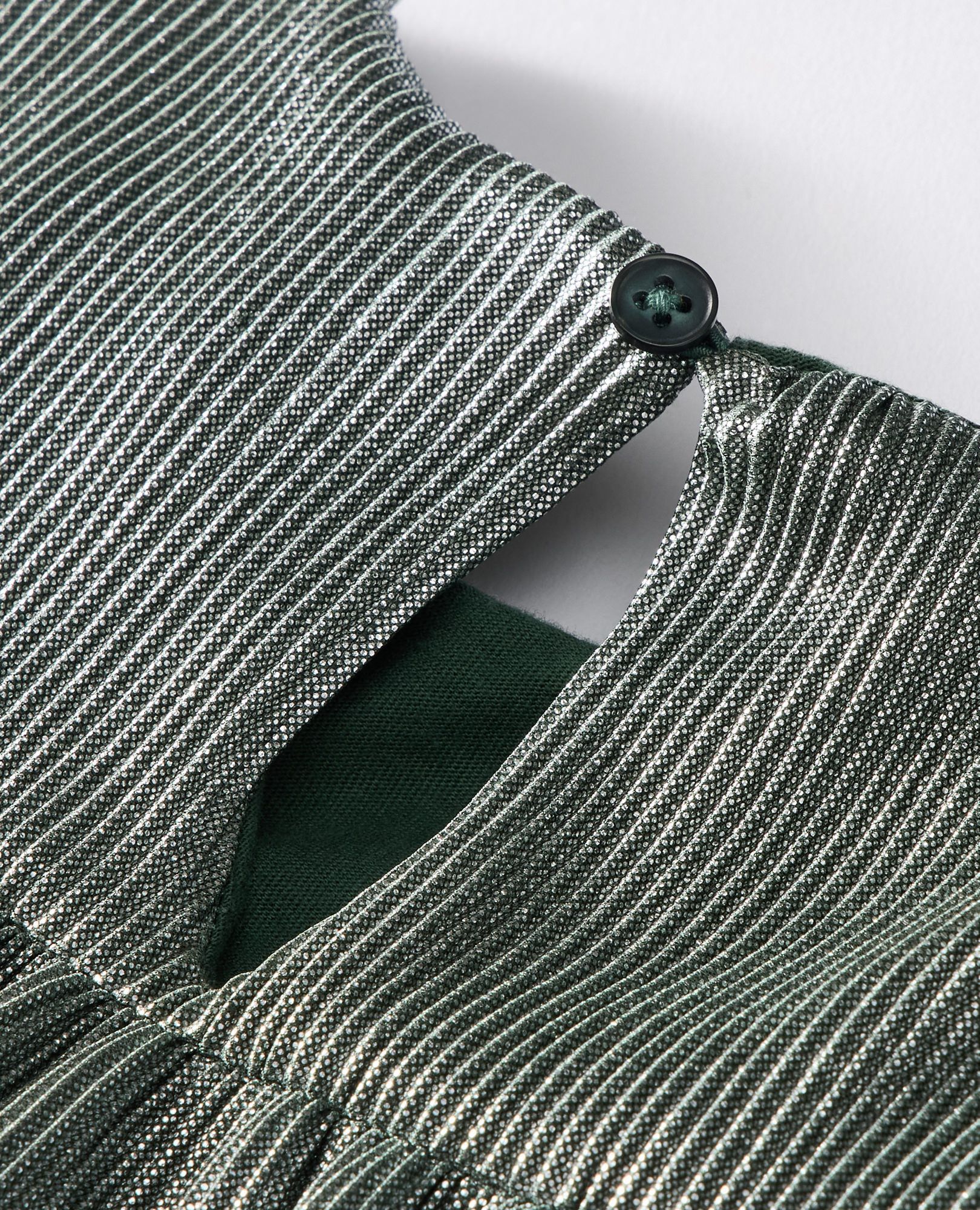 Long Sleeve Metallic Tiered Dress in Green - main