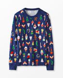 Adult Holiday Long John Pajama Top in Heirloom Ornaments - main