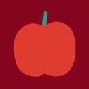Long Sleeve Relaxed Fit Graphic T-Shirt in Apples on Beet Red - swatch