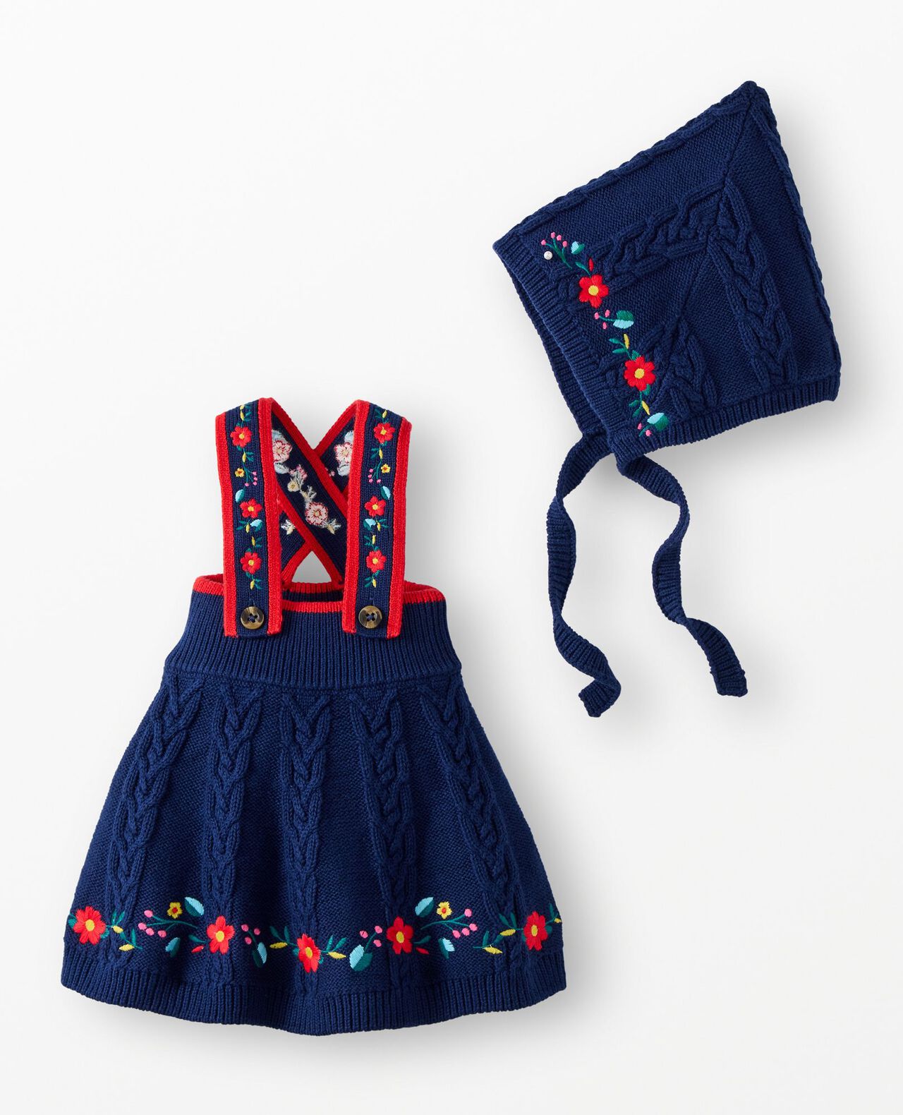Baby Sweater Dress & Hat Set in Navy Blue - main