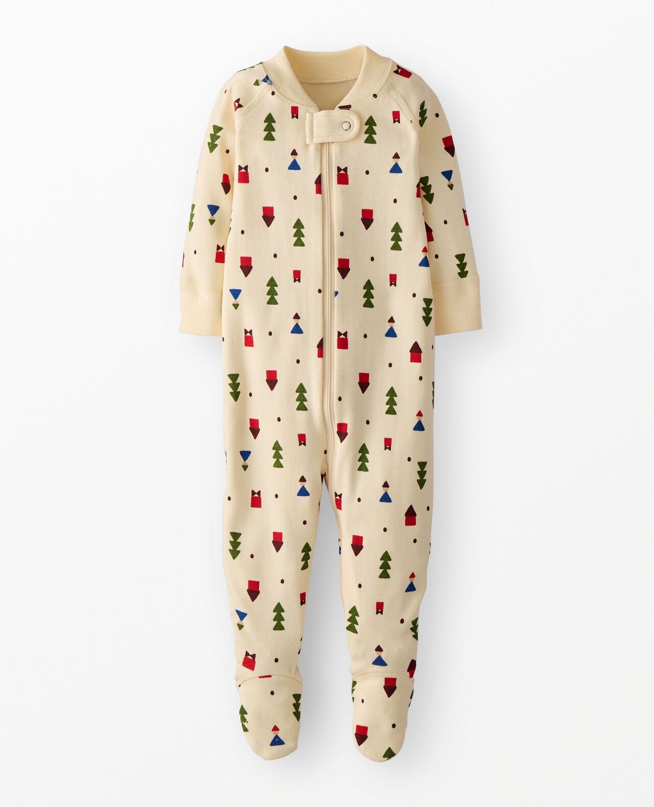 Holiday HannaJams™ Footed Sleeper in Forest Gnomes on Almond Oil - main