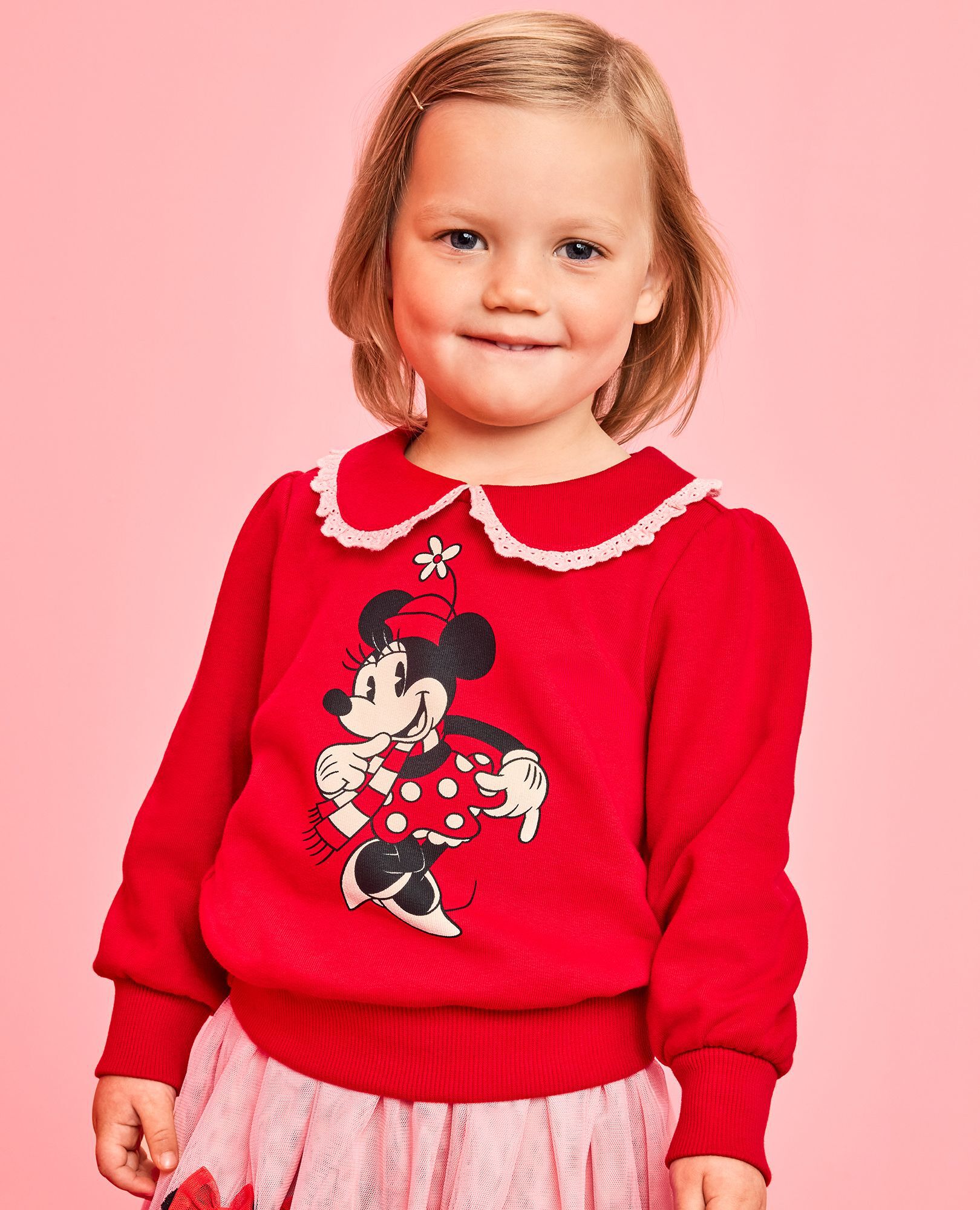 Disney Minnie Mouse Holiday French Terry Sweatshirt in Minnie on Red - main