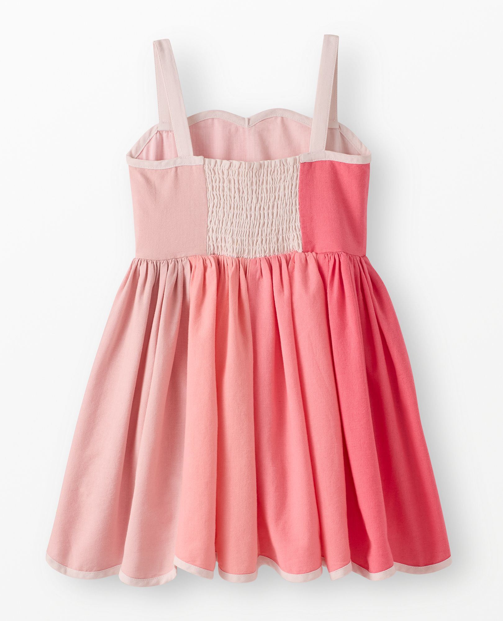 Sleeveless Linen Scalloped Dress with Pockets in Dark Pink Ombre - main
