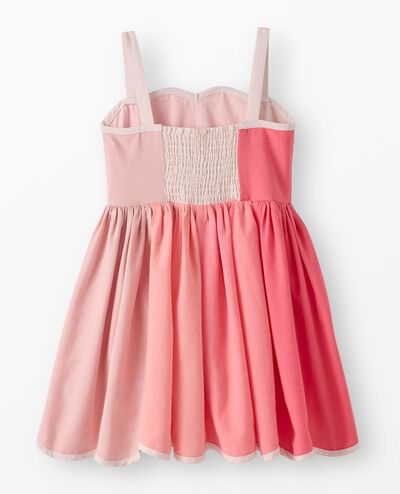 Sleeveless Linen Scalloped Dress with Pockets in Dark Pink Ombre - main