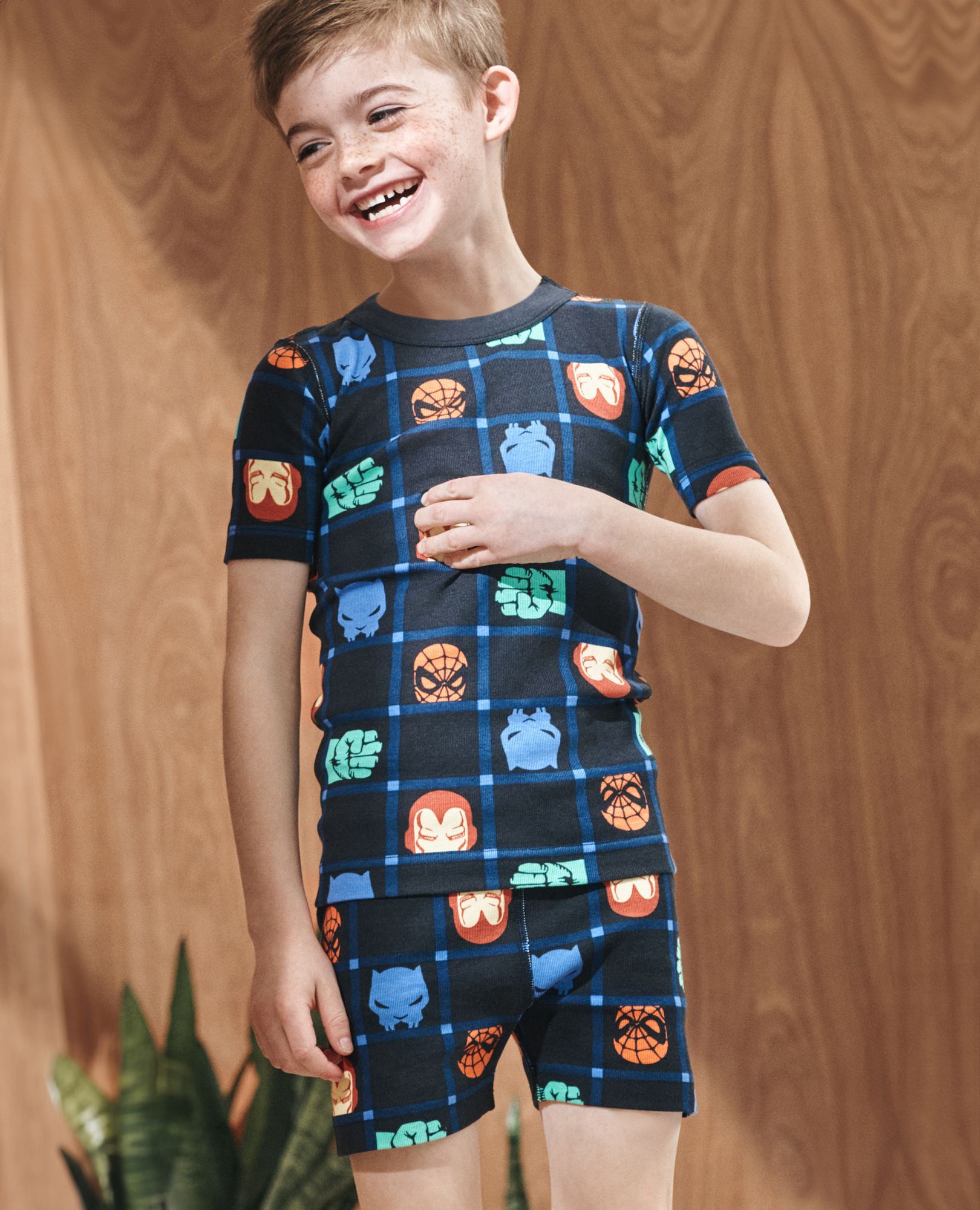 Marvel Avengers Short John Pajama Set in Checker Marvel - black - main