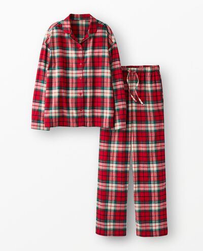 Women's Holiday Flannel Pajama Set in Red Holiday Plaid - main