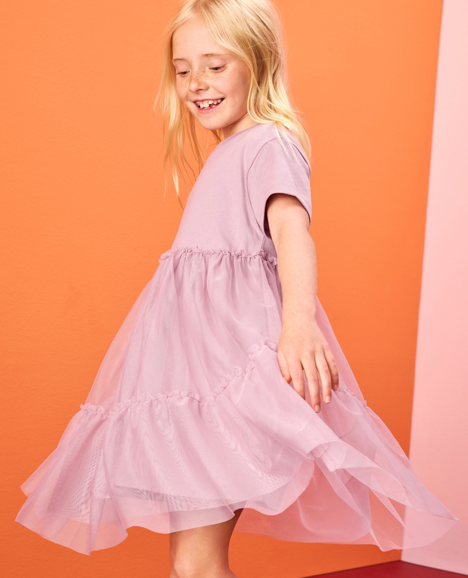 Tulle Tiered Dress in Cosmic Purple - main