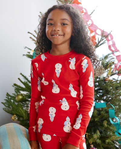 Holiday HannaJams™ Pajama Set in Snowmen on Red - main