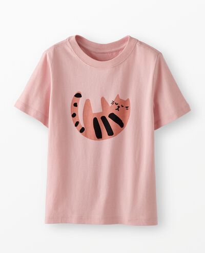Relaxed Fit Graphic T-Shirt in Playful Cats on Pink - main