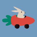 HannaJams™ Pajama Set in Carrot Cars on Blue - swatch