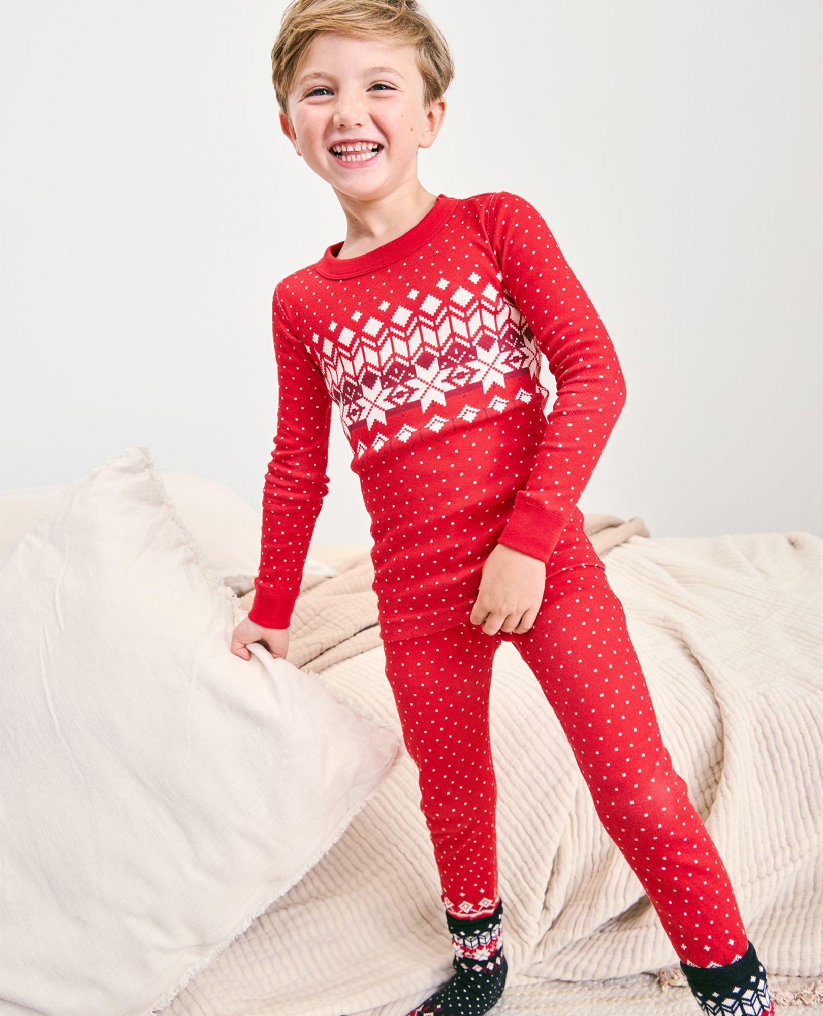 Kids Holiday Long John Pajama Set