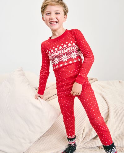 Holiday HannaJams™ Pajama Set in Ribbon Red Fairisle - main