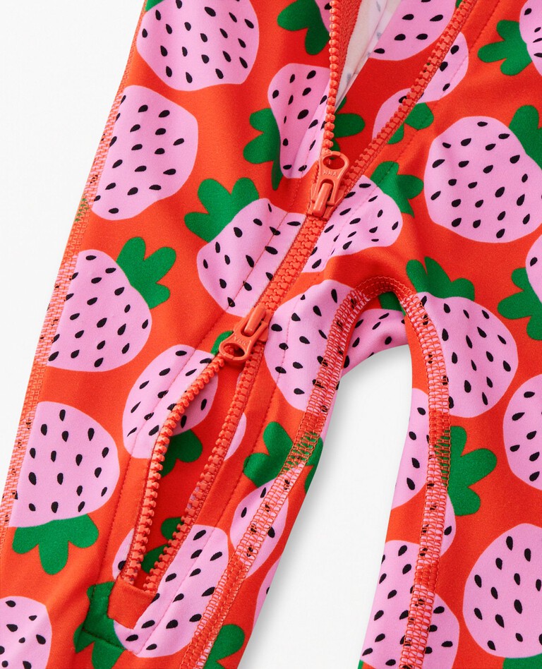 Baby Full Body Rash Guard Swimsuit in Strawberry Jam on Persimmon - main