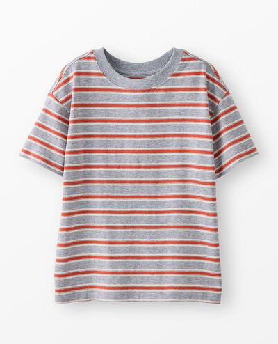 Relaxed Fit Striped T-Shirt in Heather Grey/Persimmon/Ecru - main