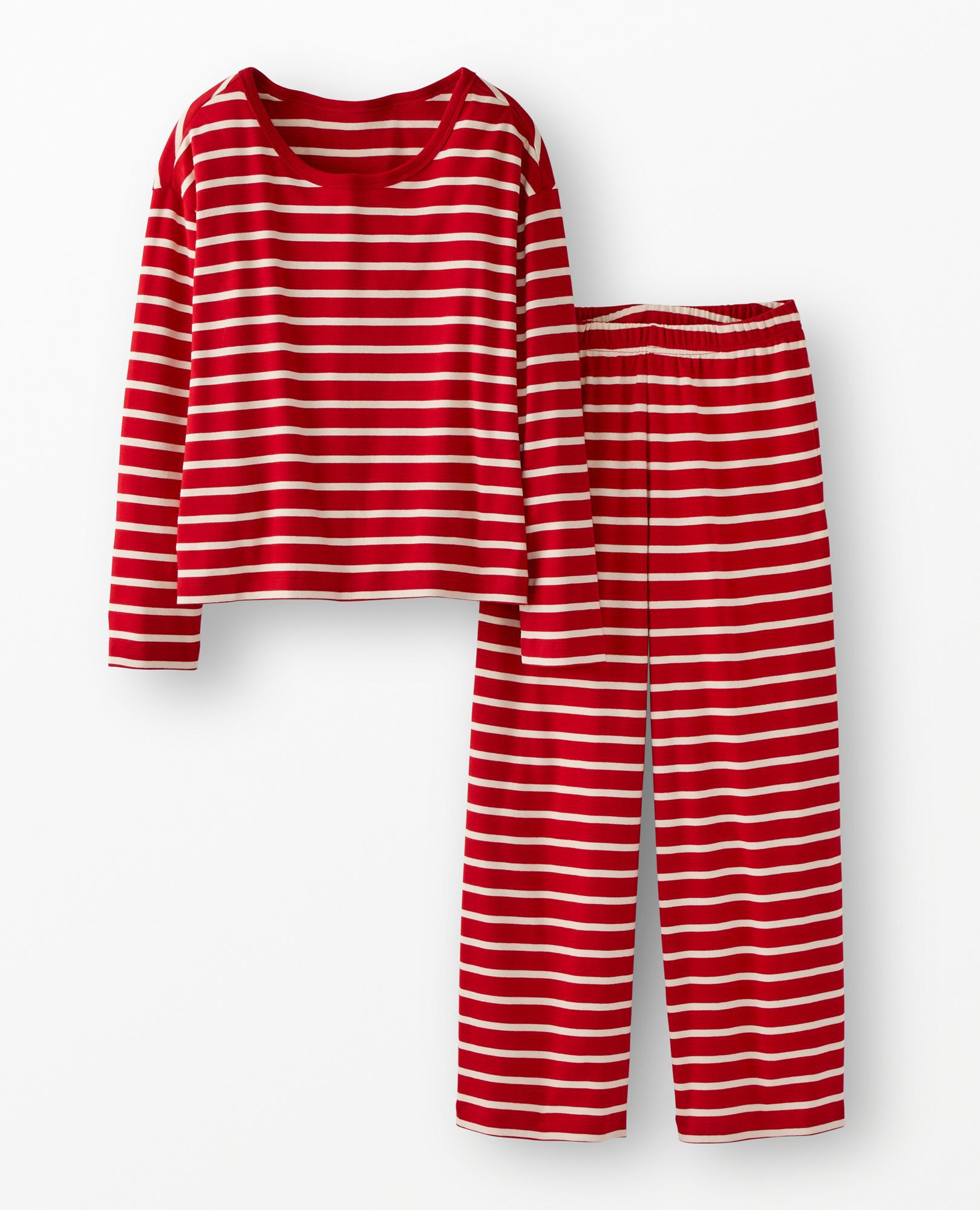 Women's Wide Leg Pajama Set in Scarlet Red/Ecru - main