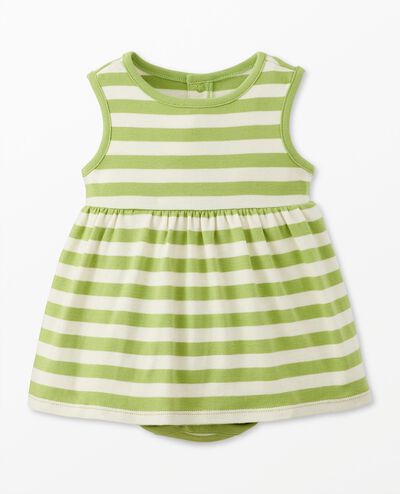Baby Sleeveless Skirted Bodysuit in Leaf Green/Ecru - main