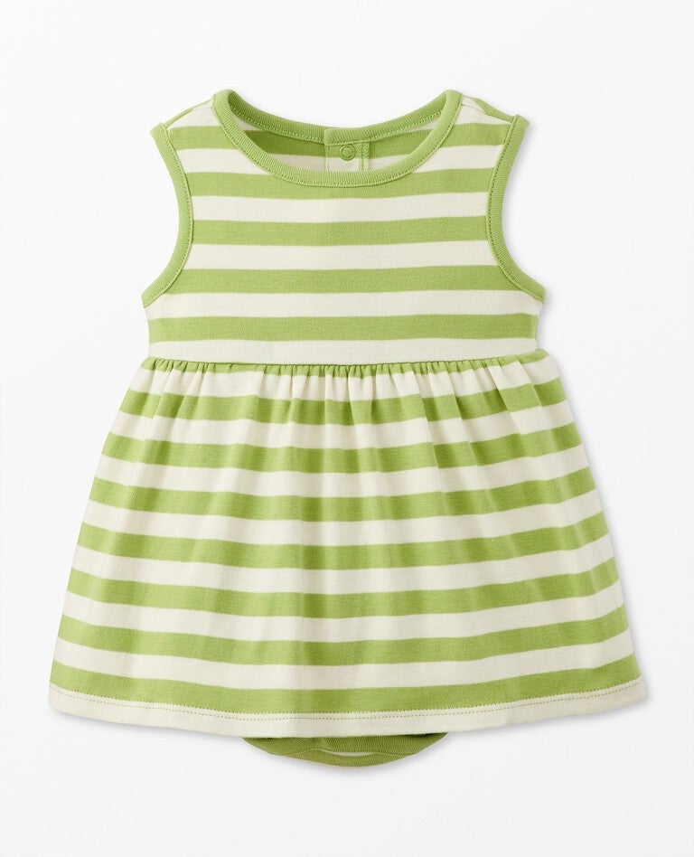 GREEN PATTERNED BODYSUIT DRESS IN ORGANIC COTTON, NEWBORN GREEN PATTERNED BODYSUIT DRESS IN ORGANIC COTTON, NEWBORN
