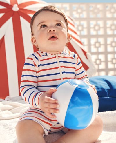 Baby Rashguard Swimsuit in RWB Stripe - main