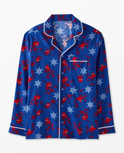 Adult Marvel Spider-Man Holiday Flannel Pajama Top in Spider-Man on Deep Blue Sea - main