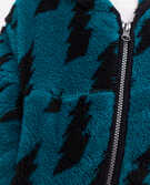 Print Recycled Marshmallow Fleece Jacket in Oat Hearts - main