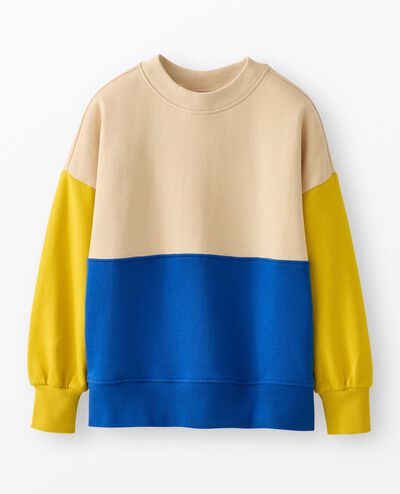 Oversized French Terry Colorblock Sweatshirt in Blue/Yellow/Khaki Colorblock - main