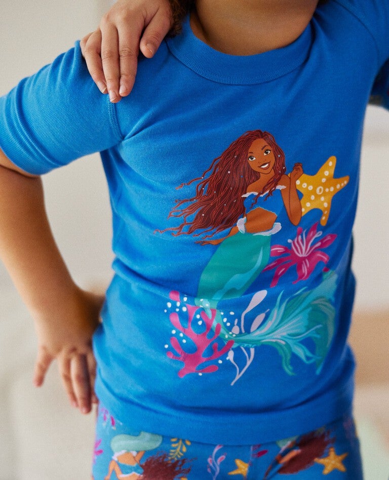 Disney's Little Mermaid Short John Pajama Set in Little Mermaid Blue - main